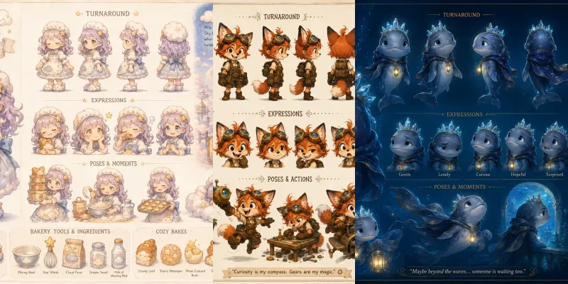 Storybook Character Sheet Generator ChatGPT Image Prompt | PromptBase