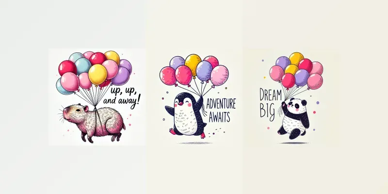 Adorable Balloon Ride Clipart With Text Generator App | PromptBase