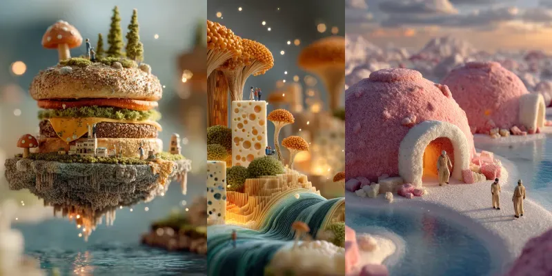 Cinematic Surreal Foodscape Generator App | PromptBase