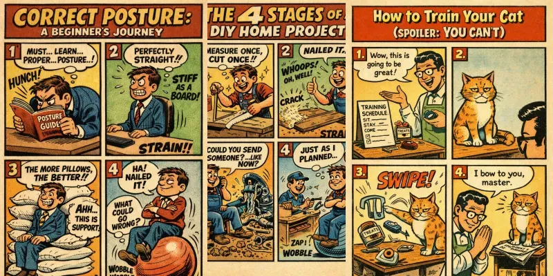 Retro Howto Comic Strip Any Topic Generator App | PromptBase