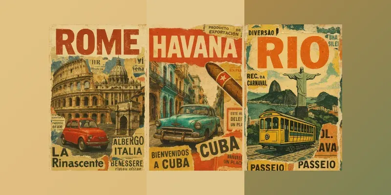 Urban Collage City Poster Prompt Generator App | PromptBase