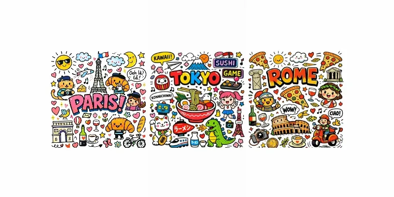 Whimsical Doodle City Poster Generator App | PromptBase