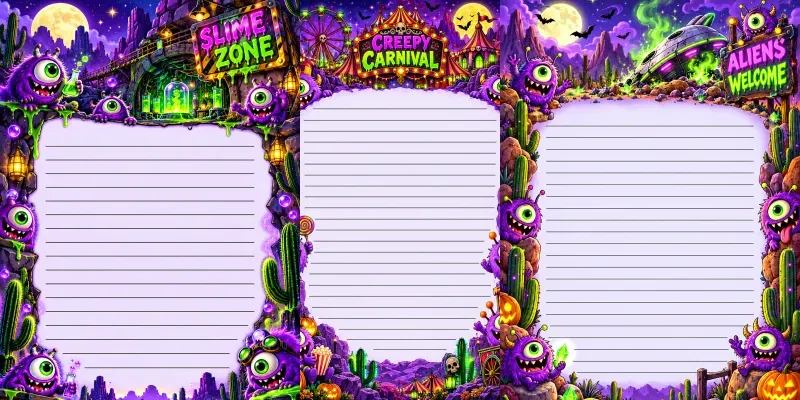 Purple Monster Writing Worksheets ChatGPT Image Prompt | PromptBase