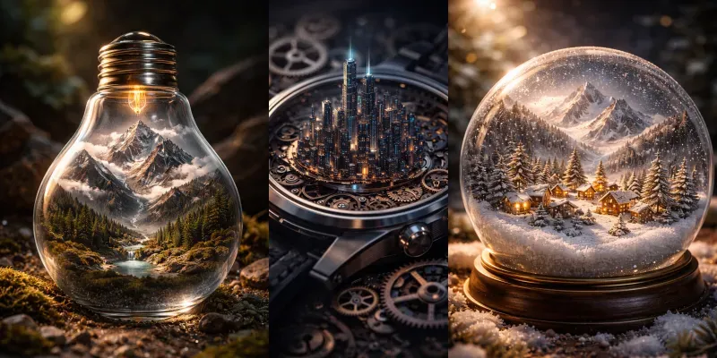 Fascinating Worlds Inside Objects Generator App | PromptBase