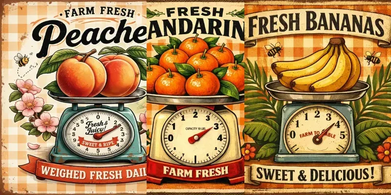 Vintage Farm Fruit Poster Prompt Pack Generator App | PromptBase