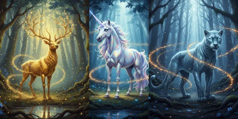 Mythic Forest Luminary Creatures Generator App | PromptBase