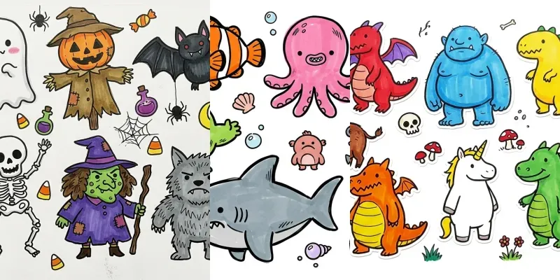 Cute Fantasy Doodle Character Sheet Generator App | PromptBase