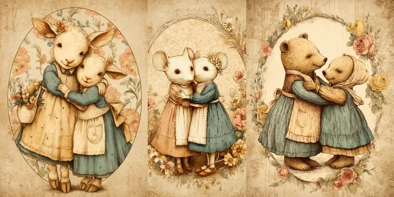 Vintage Animals In Oval Frames Generator App | PromptBase