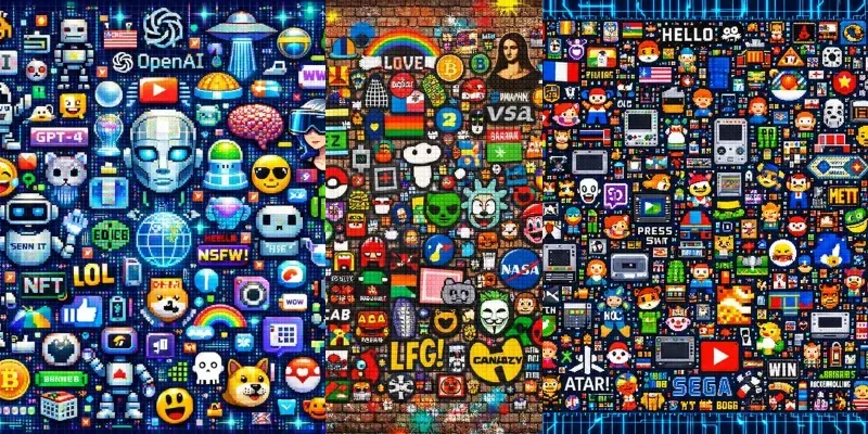 Massive Internet Culture Pixel Mosaic Generator App | PromptBase