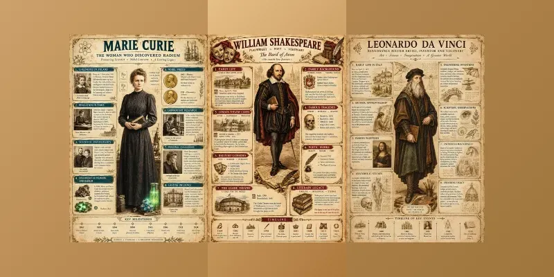Vintage Biography Infographics ChatGPT Image Prompt | PromptBase