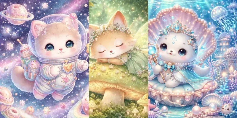 Kawaii Fantasy Civilizations Prompt Set Generator App | PromptBase