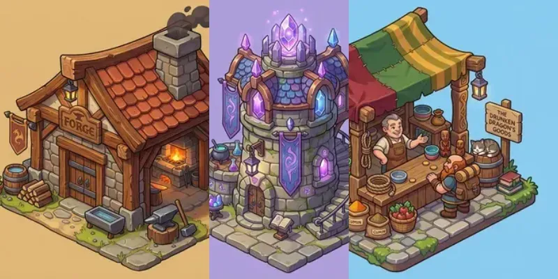 Isometric Rpg Building Assets Generator App | PromptBase