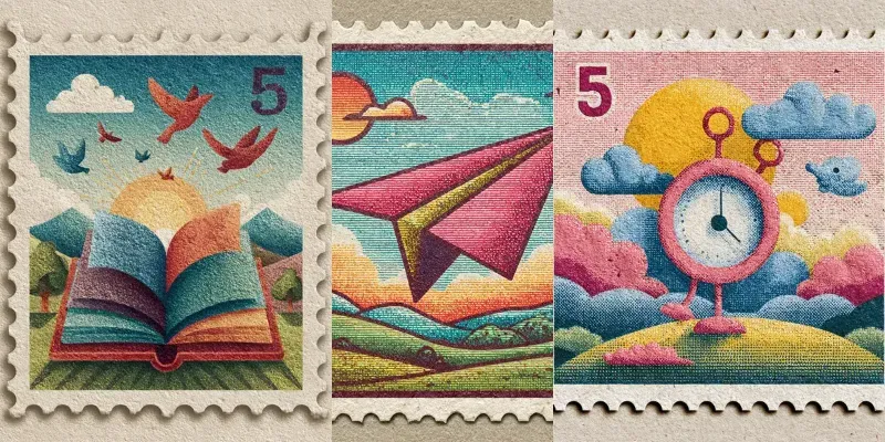 Playful Illustrated Postage Stamps Generator App | PromptBase