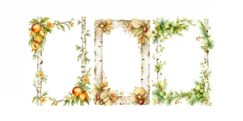Citrus And Harvest Birch Bark Frames Generator App | PromptBase