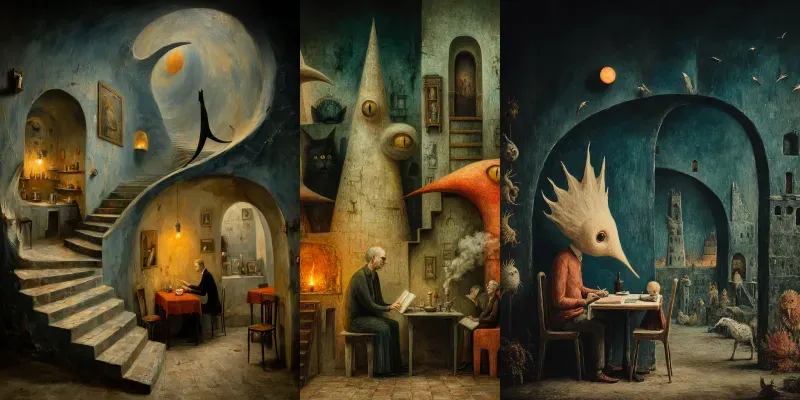 Surreal Ritual Interior Art Generator App | PromptBase