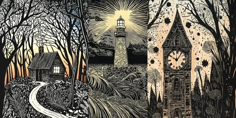 Modern Woodcut Runelight Art Midjourney Prompt | PromptBase
