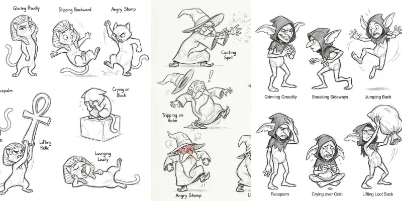 Character Design Sketchnote Animation Generator App | PromptBase