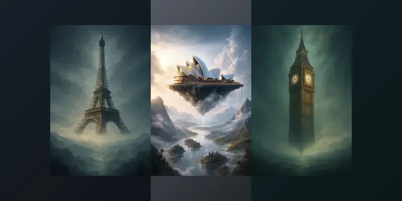 Floating Landmark Fantasy Art Generator App | PromptBase