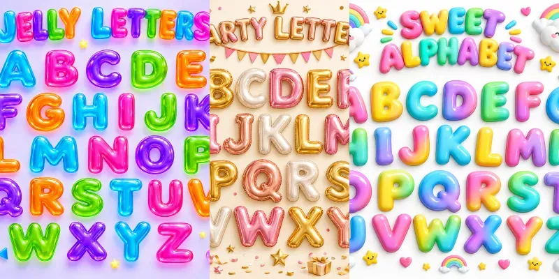 Cute 3d Rainbow Balloon Alphabet Generator App | PromptBase