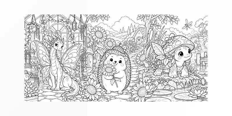 Whimsical Creature Garden Coloring Pages ChatGPT Image Prompt | PromptBase