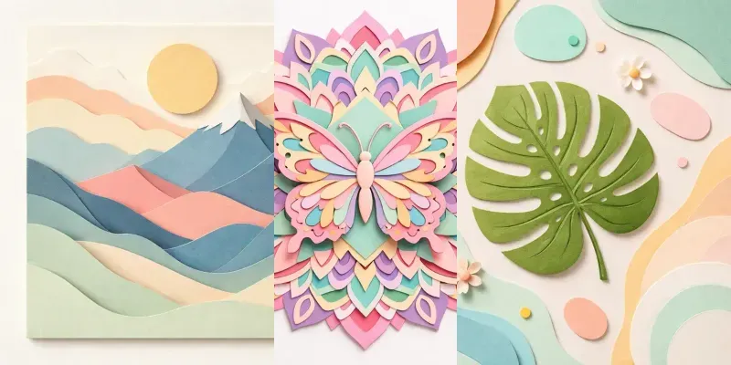 Minimal Paper Cut Art Prompt Pack Generator App | PromptBase