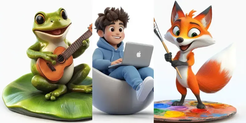 3D Pixar Characters On White Backgrounds Midjourney Prompt | PromptBase