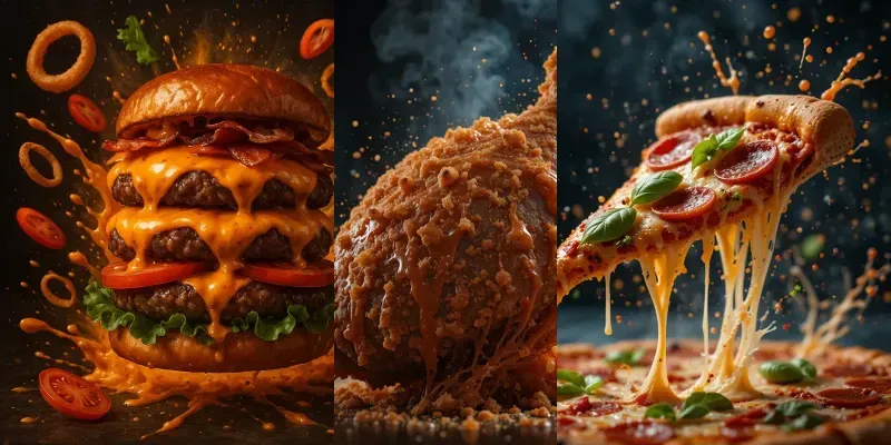 Epic Exploding Food Shots ChatGPT Image Prompt | PromptBase