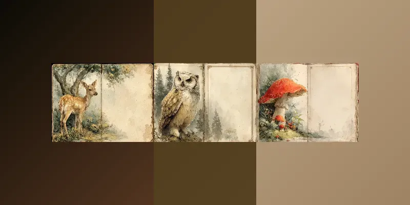 Woodland Animals Junk Journal Book Pages Generator App | PromptBase