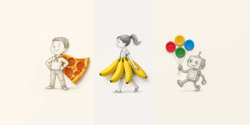 Real Objects And Sketch Collages Art ChatGPT Image Prompt | PromptBase
