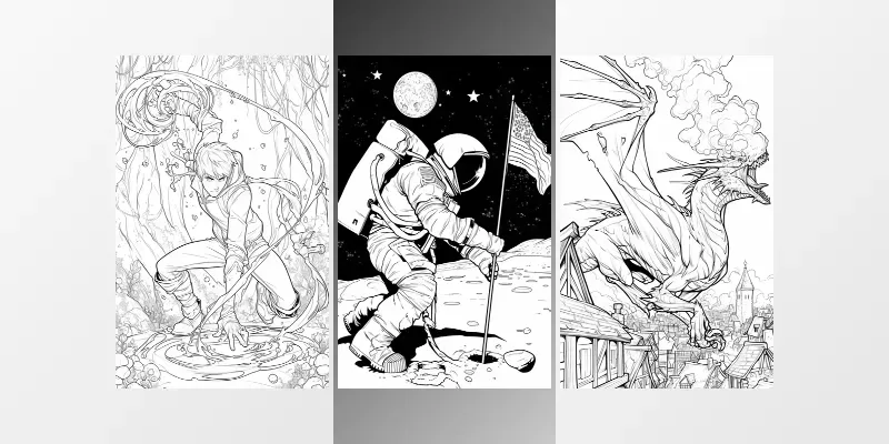 Coloring Book Page Comic Book Style Generator App | PromptBase
