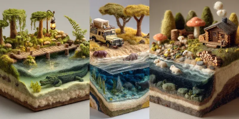 Felt Art Riverbed Isometrics Generator App | PromptBase