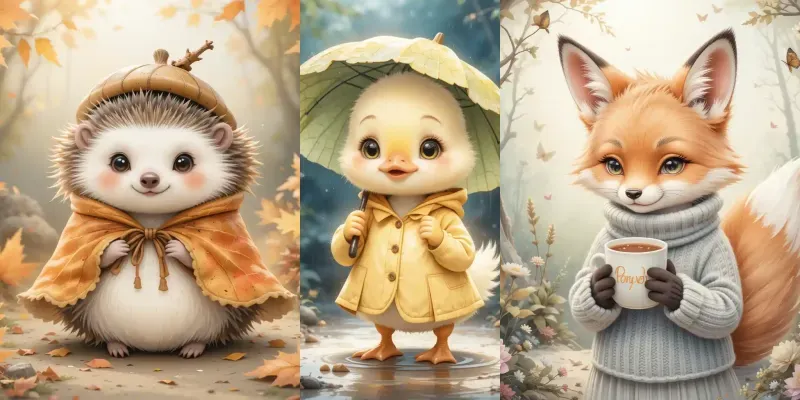 Cute Cozy Animals In Pastel Worlds FLUX Prompt | PromptBase