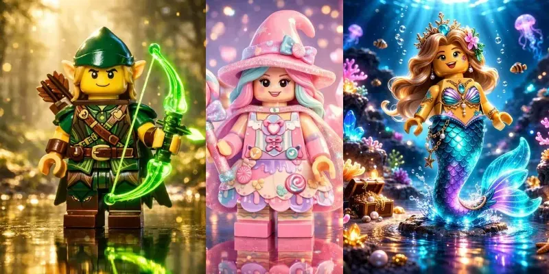 Whimsical Fantasy Lego Minifigure Render Generator App | PromptBase