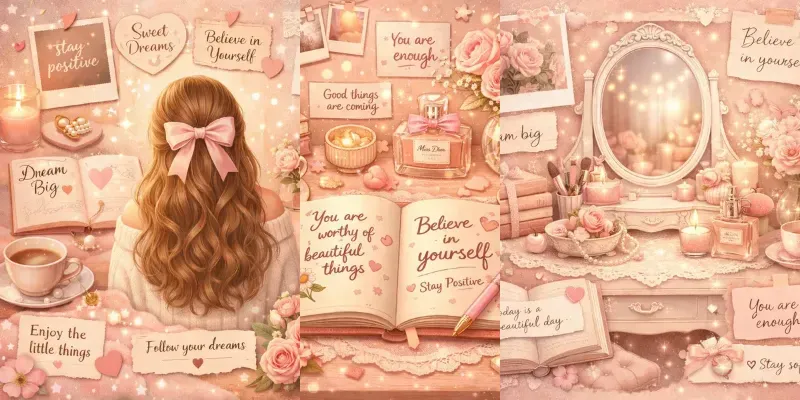 Pink Aesthetic Collage Prompts Generator App | PromptBase