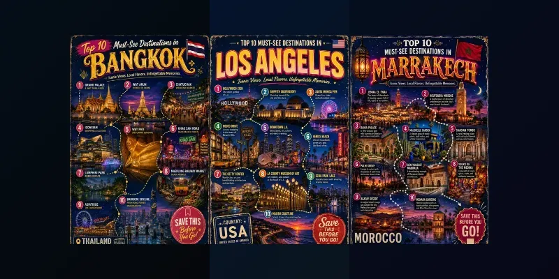 Top 10 Must See Destinations Posters ChatGPT Image Prompt | PromptBase