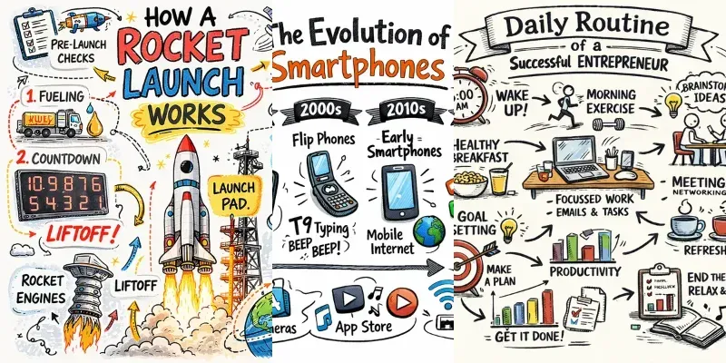 Hand Drawn Sketchnote Infographic Art Generator App | PromptBase