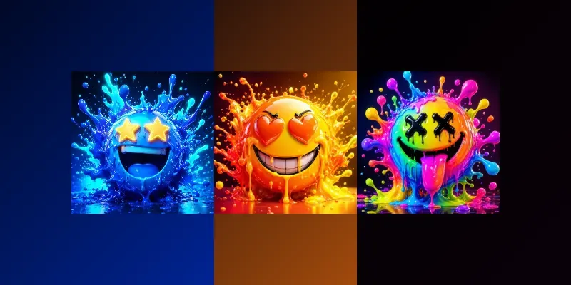 Neon Melted Smiley Splash Art Generator App | PromptBase