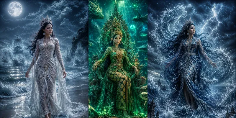 Nyi Roro Kidul Queens Of South Seas ChatGPT Image Prompt | PromptBase