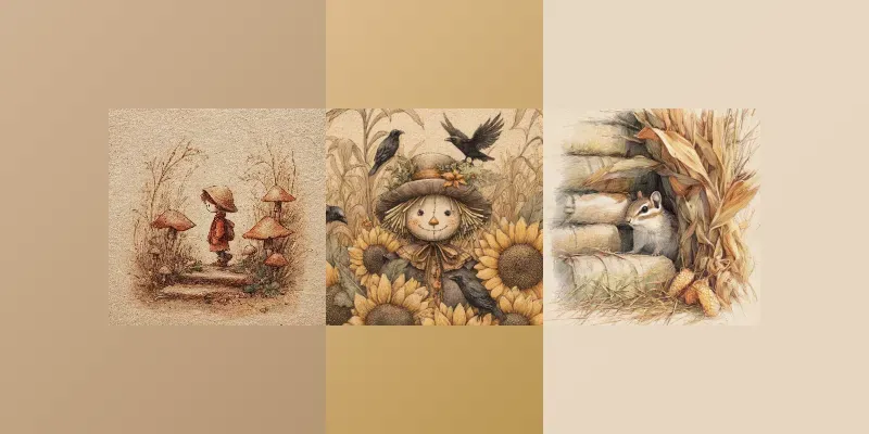 Cozy Fall Storybook Scenes Midjourney Prompt | PromptBase