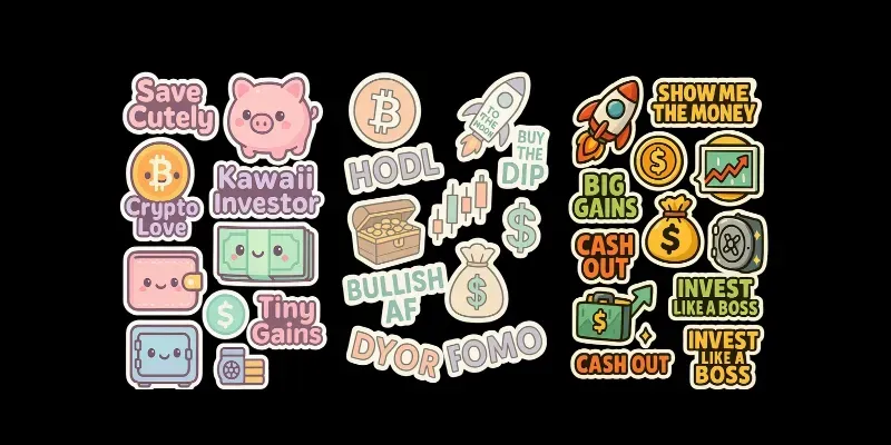 Customizable Finance Stickers Generator App | PromptBase