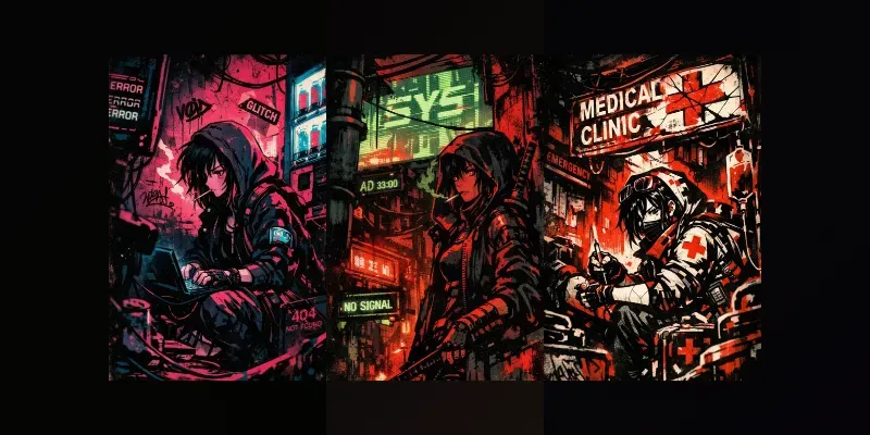 Neon Grit Anime Poster Generator App | PromptBase