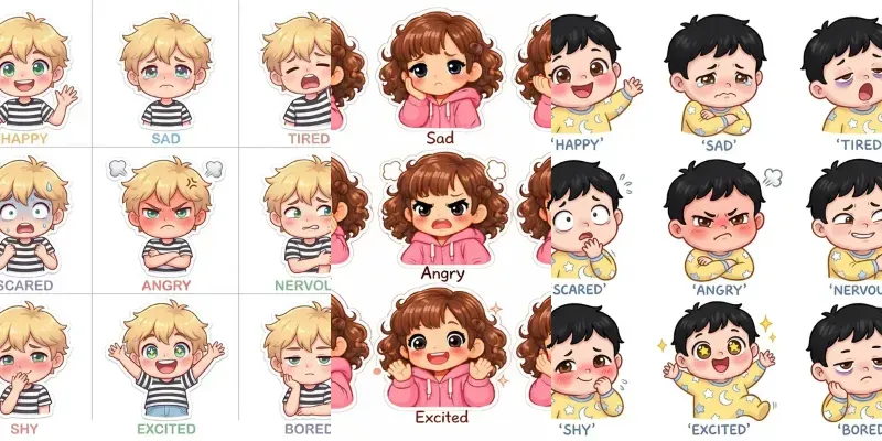 Cute Emotion Character Prompt Pack Generator App | PromptBase