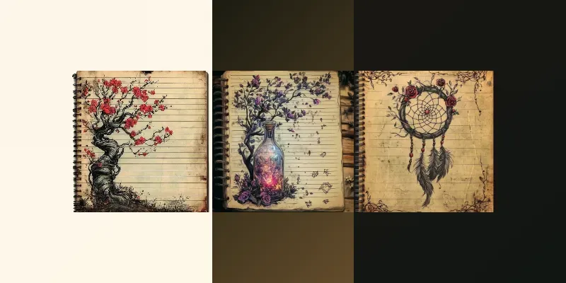 Vintage Whimsy Notebook Collection Generator App | PromptBase