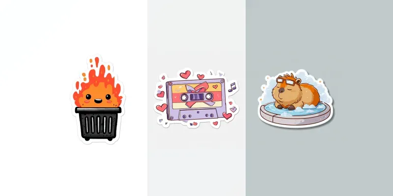 Trendy Sticker Illustration Prompt Pack Generator App | PromptBase