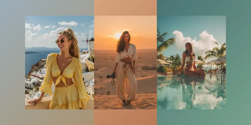 Summer Travel Influencer Photos Generator App | PromptBase