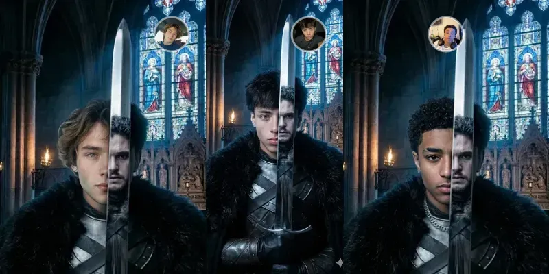 Cinematic Knight Sword Reflection Generator App | PromptBase