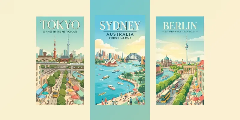 Summer City Poster Generator App | PromptBase