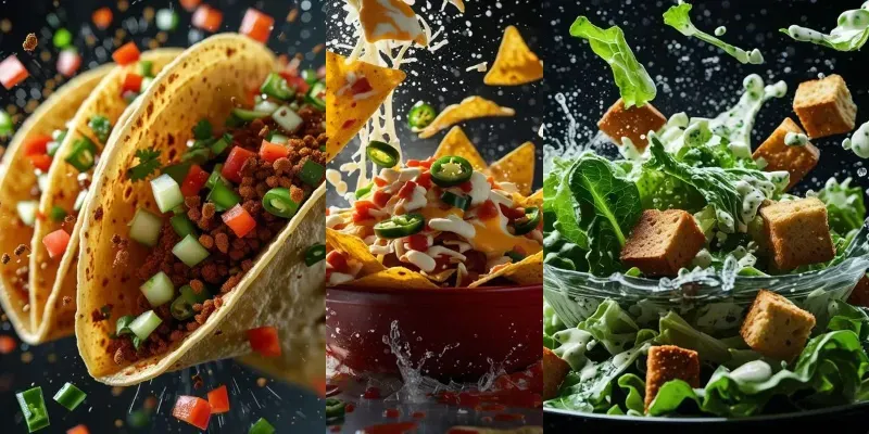 Dynamic Highspeed Food Action Shots Midjourney Prompt | PromptBase