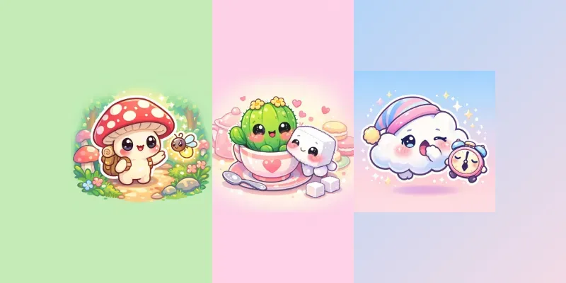 Cute Kawaii Chibi Sticker Prompt Pack Generator App | PromptBase