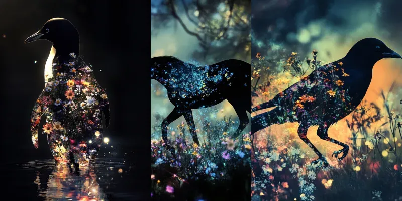 Translucent Wildflowers Animals Generator App | PromptBase